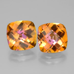 5.09 ct Multicolor Azotic Topaz Gemstone, Azotic Topaz Gem in Cushion Checkerboard Shape for Sale.