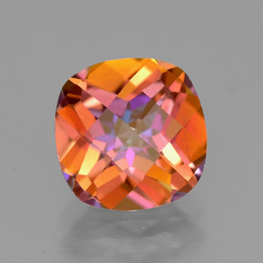 2.56 ct Multicolor Azotic Topaz Gemstone, Azotic Topaz Gem in Cushion Checkerboard Shape for Sale.