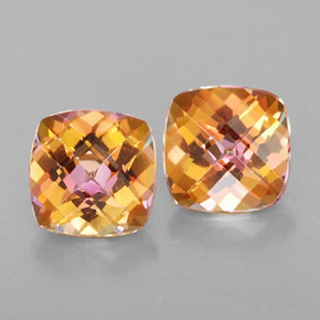 5.45 ct Multicolor Azotic Topaz Gemstone, Azotic Topaz Gem in Cushion Checkerboard Shape for Sale.