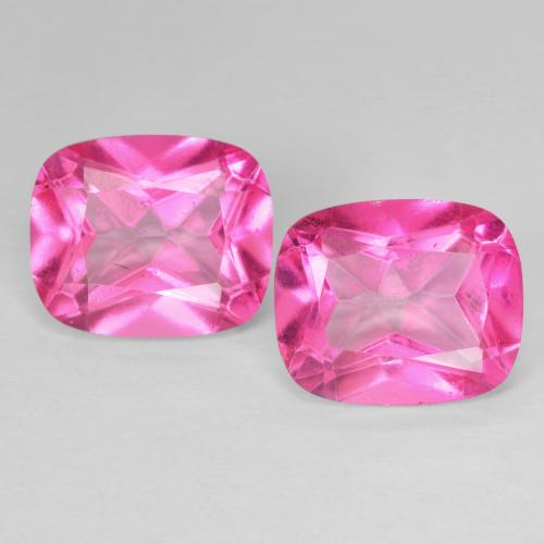 2 Topaze Azotiques Coussin assorties de 12,2 x 10,1mm, poids total de 13,14 ct / moyenne de 6,57 ct chacune, Magenta profond à pureté vvs-vs, pierre gemme naturelle , dureté Mohs de 8 à 8 convient aux bijoux de tous les jours, pierre de sagesse, Photo A