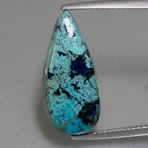 7.05 ct Blue Azurite Gemstone, Azurite Gem in Pear Cabochon Shape for Sale.