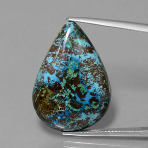 22.72 ct Blue Azurite Gemstone, Azurite Gem in Pear Cabochon Shape for Sale.