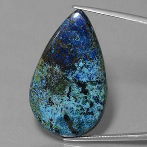 40.30 ct Blue Azurite Gemstone, Azurite Gem in Pear Cabochon Shape for Sale.