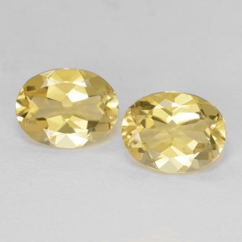 3.72 ctw Yellow Beryl Gemstones, Beryl Gems in Oval Facet Shape for Sale.