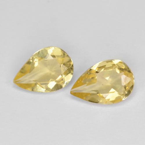 0.90 ctw Yellow Beryl Gemstones, Beryl Gems in Pear Facet Shape for Sale.