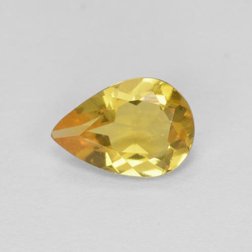 0.56 ct Yellow Beryl Gemstone, Beryl Gem in Pear Facet Shape for Sale.