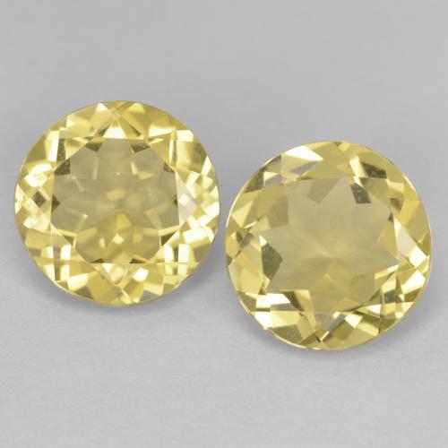 4.29 ctw Yellow Beryl Gemstones, Beryl Gems in Round Facet Shape for Sale.