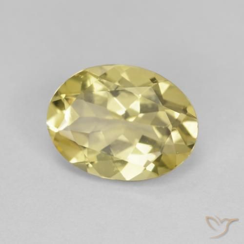 1.58 ct Yellow Beryl Stone, Natural Beryl in Oval Facet Shape for Sale