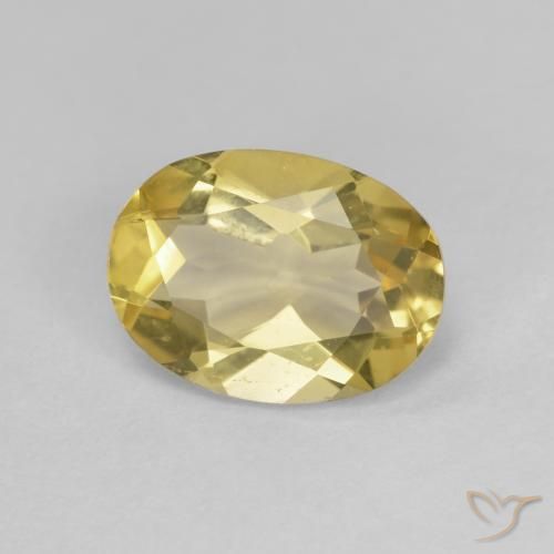 1.52 ct Yellow Beryl Stone, Natural Beryl in Oval Facet Shape for Sale