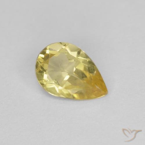 0.49 ct Yellow Beryl Stone, Natural Beryl in Pear Facet Shape for Sale
