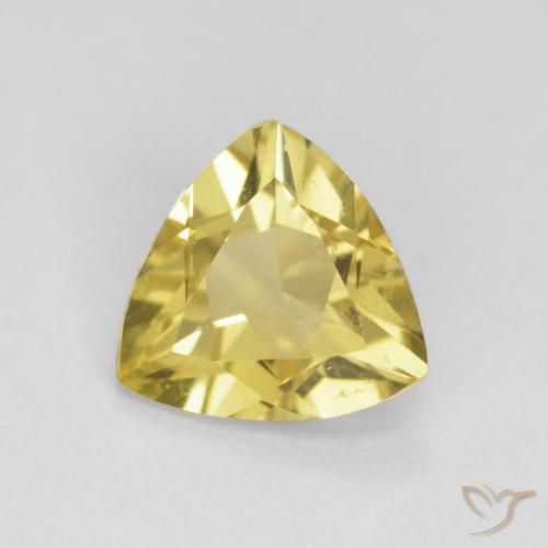0.96 ct Yellow Beryl, 7.2 x 7 mm Trillion Cut From Brazil, Photo A