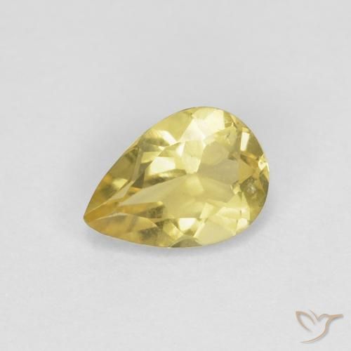 0.62 ct Yellow Beryl Stone, Natural Beryl in Pear Facet Shape for Sale