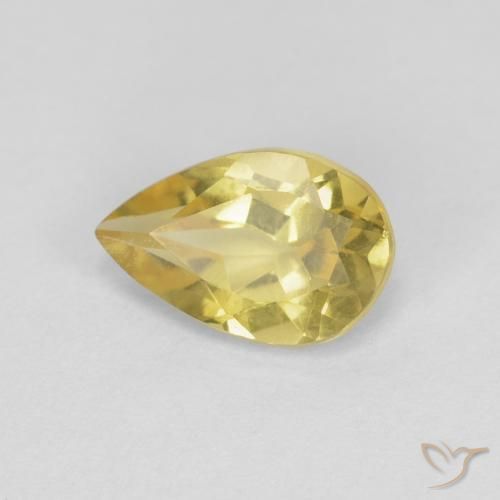 0.85 ct Yellow Beryl Stone, Natural Beryl in Pear Facet Shape for Sale