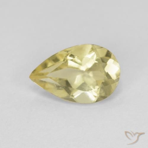 0.84 ct Yellow Beryl Stone, Natural Beryl in Pear Facet Shape for Sale