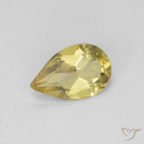 0.62 ct Yellow Beryl Stone, Natural Beryl in Pear Facet Shape for Sale