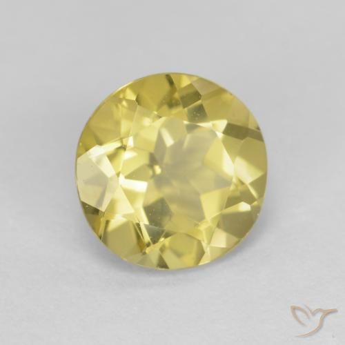 1.24 ct Yellow Beryl Stone, Natural Beryl in Round Facet Shape for Sale
