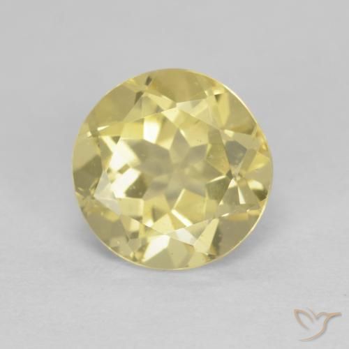 2.06 ct Yellow Beryl Stone, Natural Beryl in Round Facet Shape for Sale
