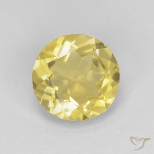 1.23 ct Yellow Beryl Stone, Natural Beryl in Round Facet Shape for Sale