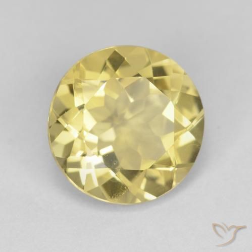 2.35 ct Yellow Beryl Stone, Natural Beryl in Round Facet Shape for Sale