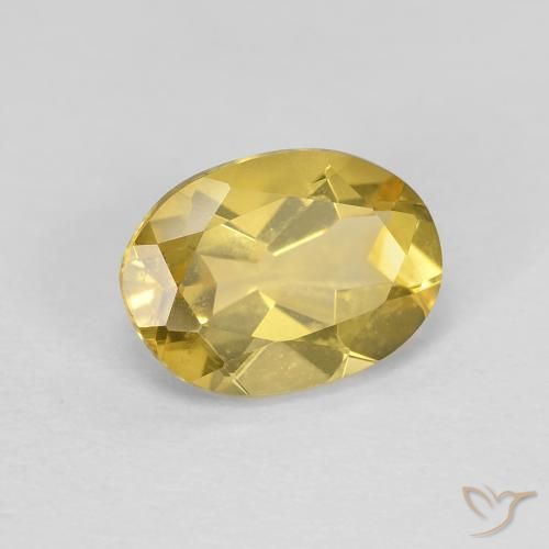 1.58 ct Yellow Beryl Stone, Natural Beryl in Oval Facet Shape for Sale