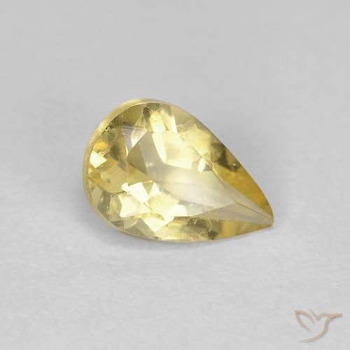 0.61 ct Yellow Beryl Stone, Natural Beryl in Pear Facet Shape for Sale