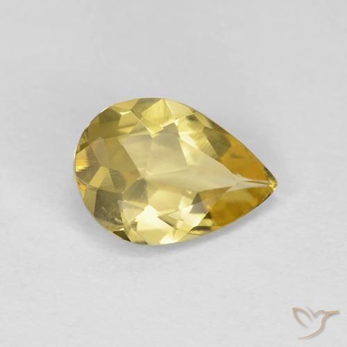 0.98 ct Yellow Beryl Stone, Natural Beryl in Pear Facet Shape for Sale