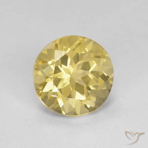 1.48 ct Yellow Beryl Stone, Natural Beryl in Round Facet Shape for Sale