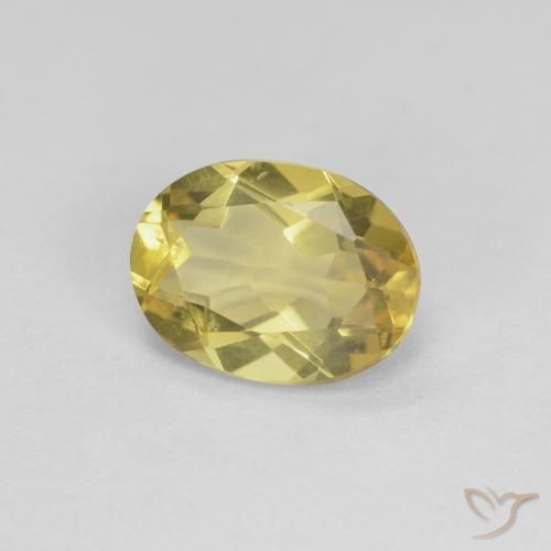 1.58 ct Yellow Beryl Stone, Natural Beryl in Oval Facet Shape for Sale