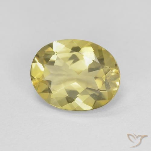 2.04 ct Yellow Beryl Stone, Natural Beryl in Oval Facet Shape for Sale