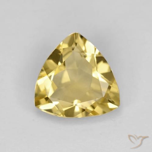 1.8 ct Yellow Beryl, 9 x 8.7 mm Trillion Cut From Brazil, Photo A
