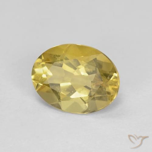 1.74 ct Yellow Beryl Stone, Natural Beryl in Oval Facet Shape for Sale