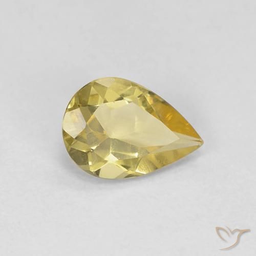 0.52 ct Yellow Beryl Stone, Natural Beryl in Pear Facet Shape for Sale