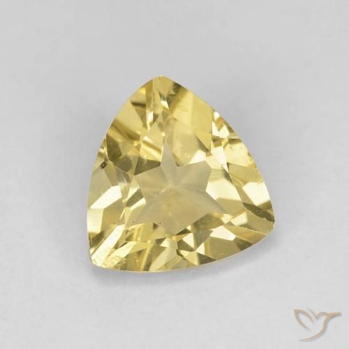1.37 ct Yellow Beryl Stone, Natural Beryl in Trillion Facet Shape for Sale