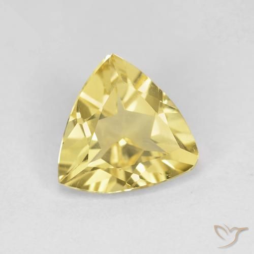 1.19 ct Yellow Beryl Stone, Natural Beryl in Trillion Facet Shape for Sale