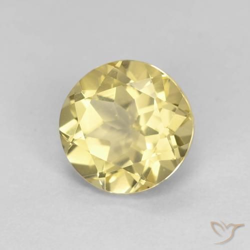 1.46 ct Yellow Beryl Stone, Natural Beryl in Round Facet Shape for Sale