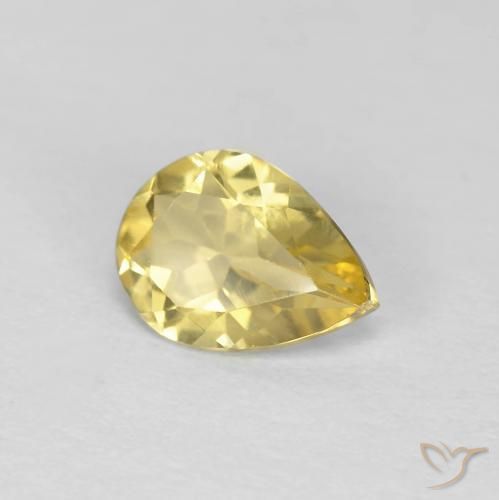 0.81 ct Yellow Beryl Stone, Natural Beryl in Pear Facet Shape for Sale