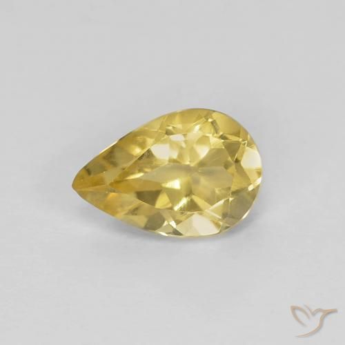 0.60 ct Yellow Beryl Gemstone, Beryl Gem in Pear Facet Shape for Sale.