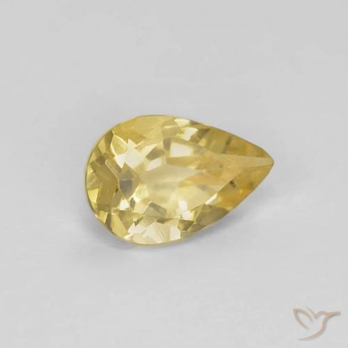 0.60 ct Yellow Beryl Stone, Natural Beryl in Pear Facet Shape for Sale