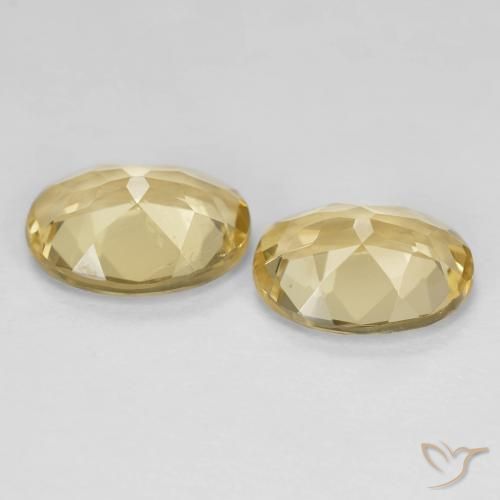 Beryl Gemstones in 9 x 7 mm (calibrated) Size for Sale, Beryl Stones in Medium Yellow Color