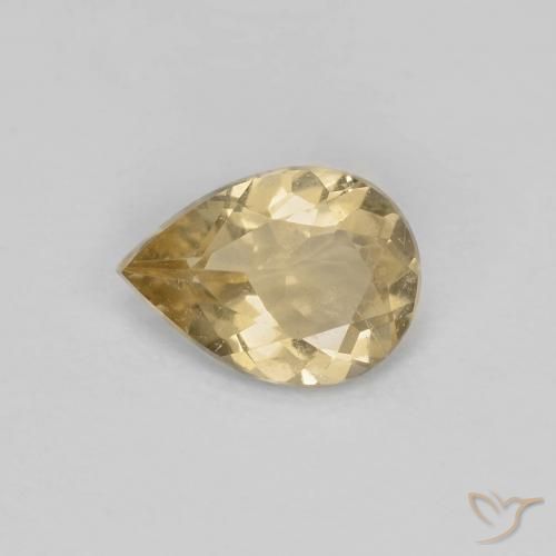 0.54 ct Golden Beryl Stone, Natural Beryl in Pear Facet Shape for Sale