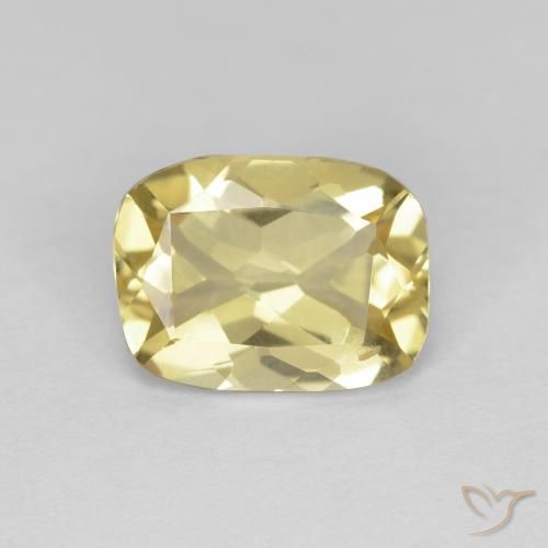 1.56ct Natural Light Earthy Yellow Beryl, Cushion, VVS-VS