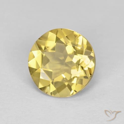 1.71 ct Yellow Beryl Stone, Natural Beryl in Round Facet Shape for Sale