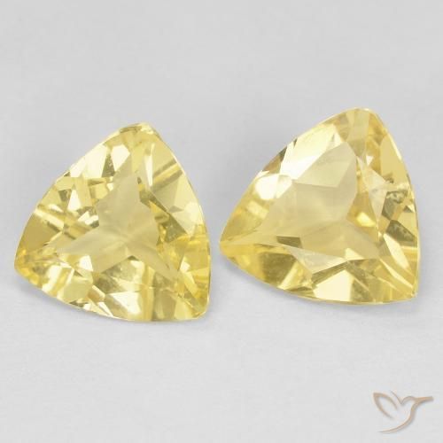 2.31 ctw Yellow Beryl Stones, Natural Beryl in Trillion Facet Shape for Sale
