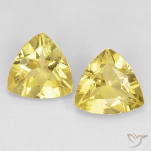 2.62 ct Yellow Beryl, 8.1 x 7.1 mm Trillion Cut From Madagascar, Photo A