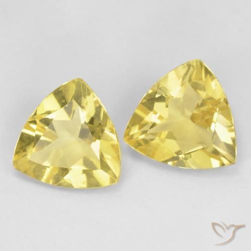2.62 ctw Yellow Beryl Stones, Natural Beryl in Trillion Facet Shape for Sale