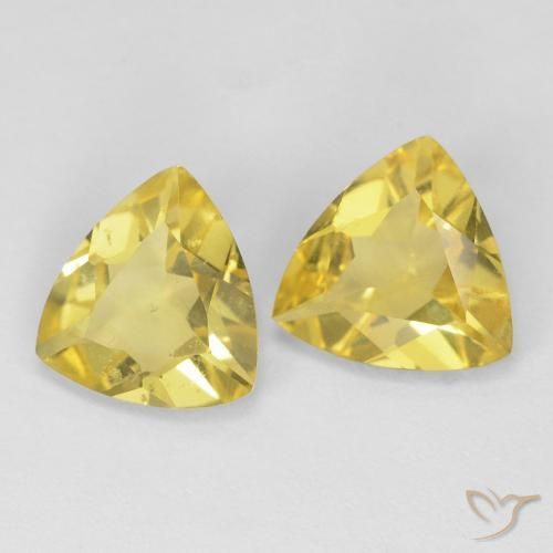 1.52 ctw Yellow Beryl Stones, Natural Beryl in Trillion Facet Shape for Sale