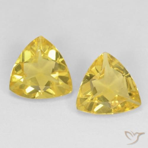 Par de Berilo Trillón a juego de 8 x 7,8mm - Peso 2,3 ct en total / promedio. 1,15 ct cada uno, piedra preciosa natural No tratado, color Amarillo medio con claridad vvs-vs, dureza Mohs 7.5 - 8 Adecuado para joyas de uso diario, Photo A