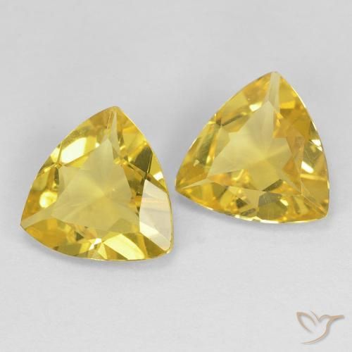 2.30 ctw Yellow Beryl Stones, Natural Beryl in Trillion Facet Shape for Sale