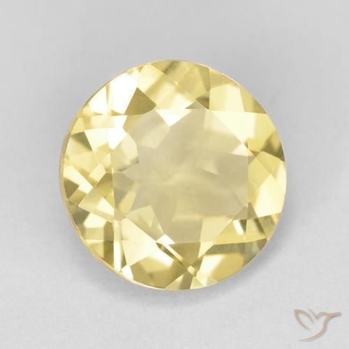 1.65 ct Yellow Beryl Stone, Natural Beryl in Round Facet Shape for Sale