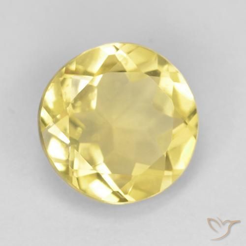 1.52 ct Yellow Beryl Stone, Natural Beryl in Round Facet Shape for Sale